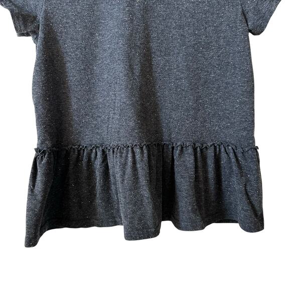 Forever 21 Girls Sequin Short Sleeve T Shirt Ruffle Hem Spotted Gray Size 11/12 - Picture 4 of 7